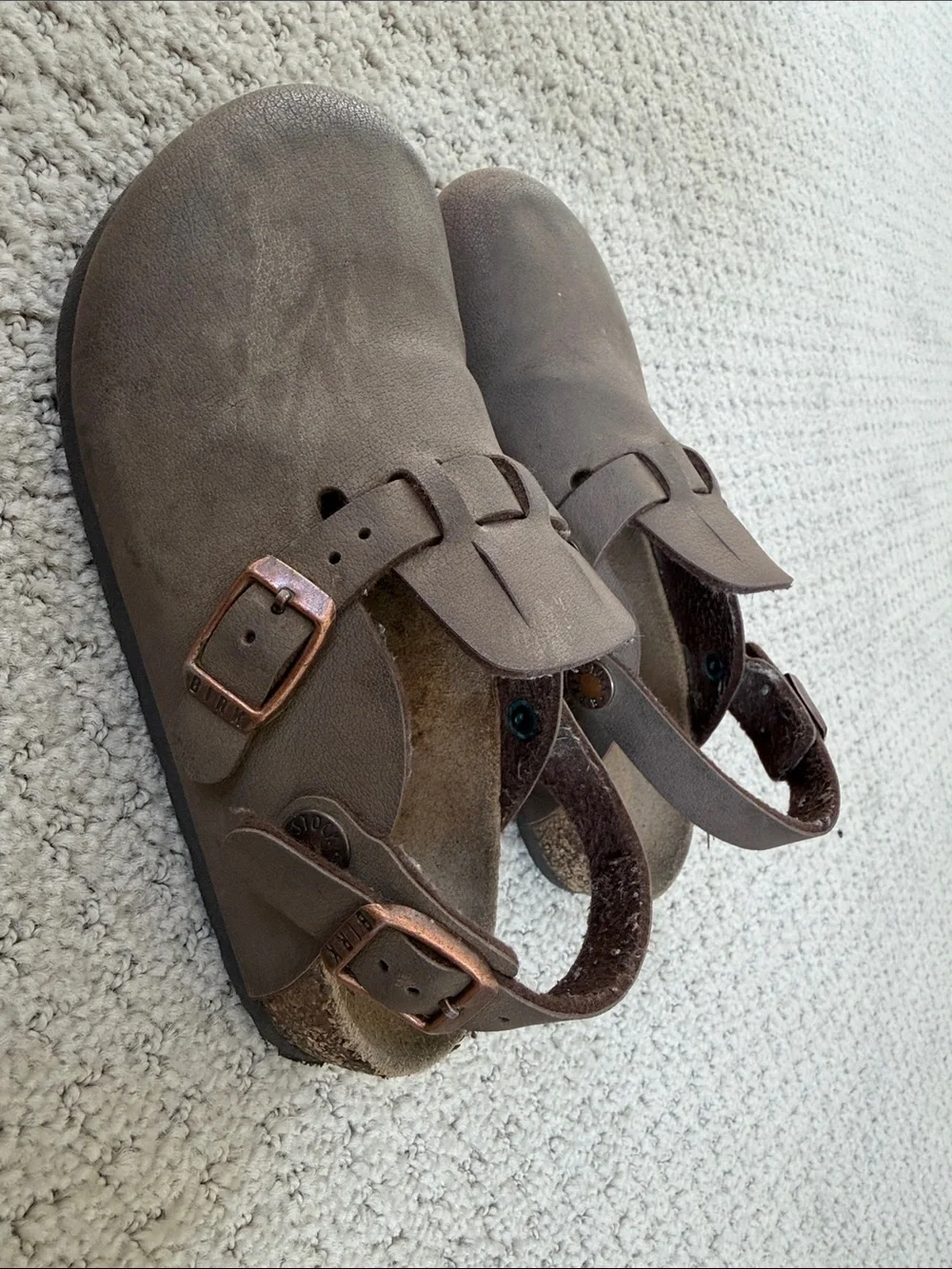 Birkenstock Kids Dark Brown Double-Buckle Clogs